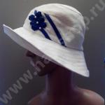 Шляпка "Алисия" из льна 100%, цвет бело-синий
