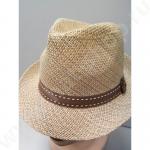 Шляпа "Федора", лента с прострочкой из бумажной соломки, цвет сафари