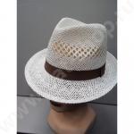 шляпа "Федора лента репс", белая, из бумажной соломки