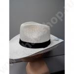 Шляпа "Полуковбой лента репс" из бумажной соломки, цвет белый