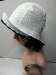 Шляпка Жаннет из хлопка бело-синяя