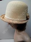 Шляпка Капор с бантом хлопчато-бумажная из соломки и льна натурального цвета