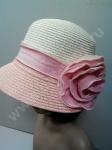 Шляпка Городская хлопчато-бумажная из соломки кремово-розовая